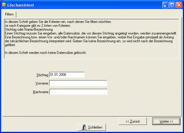 Schritt Filtern